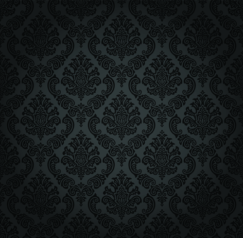 luxurious Black Damask Patterns vector 01 patterns pattern luxurious damask black   