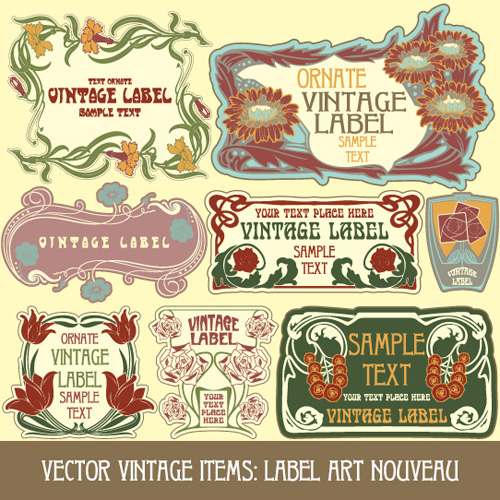 Vintage style label with flowers vector graphic 03 Vintage Style vintage style label flowers flower   