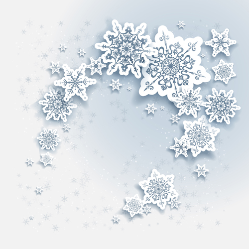 Paper snowflake christmas whtie background vector 04 snowflake paper christmas background   