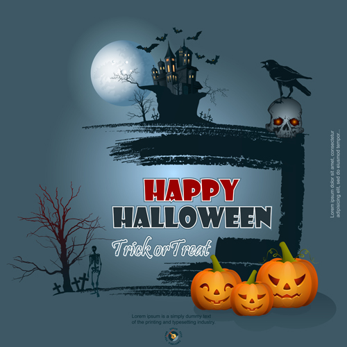 Full Moon with Halloween background vector set 03 moon halloween background   