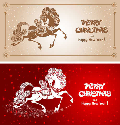 2014 Horse New Year design vecotr 05 new year horse christmas card 2014   