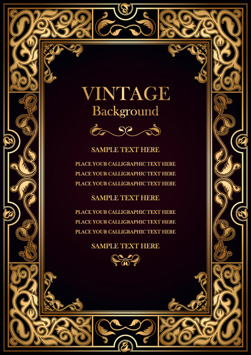 Set of Vintage frame background vector 03 vintage frame   