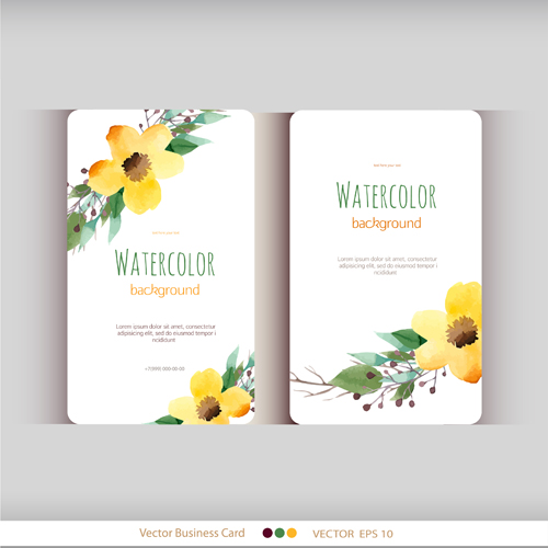 Beautiful watercolor flower business cards vector set 06 watercolor flower business cards beautiful   