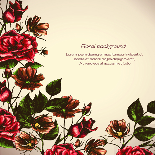 Retro Flower Backgrounds art vector 02 flower background flower   