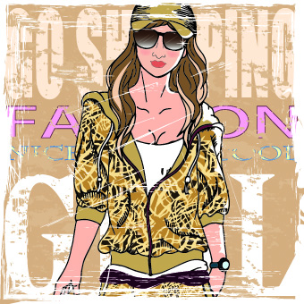 Fashion girl grunge background vector 02 grunge fashion background vector background   