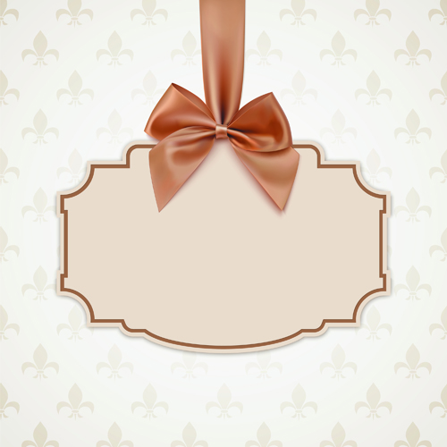 Beige bow card template vector 02 card template card bow beige   