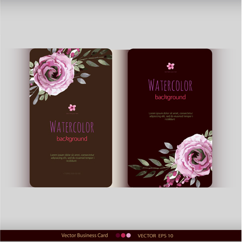 Beautiful watercolor flower business cards vector set 23 watercolor flower business cards beautiful   