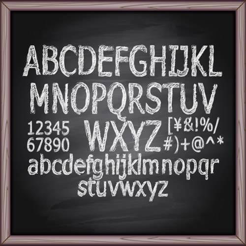 Alphabet with numbers and chalkboard vector 04 numbers chalkboard alphabet   