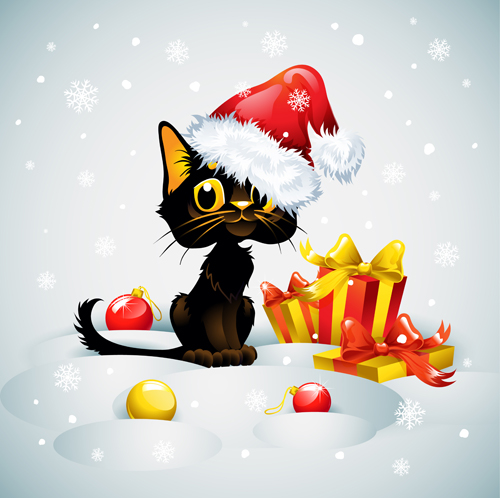 Christmas funny cats vector 02 funny christmas cats cat   