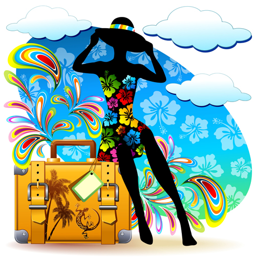 Summer travel suitcase backgrounds vector 04 summer suitcase backgrounds background   