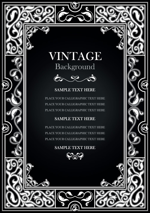 Set of Vintage frame background vector 01 vintage frame   