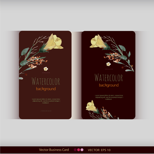 Beautiful watercolor flower business cards vector set 22 watercolor flower business cards business beautiful   