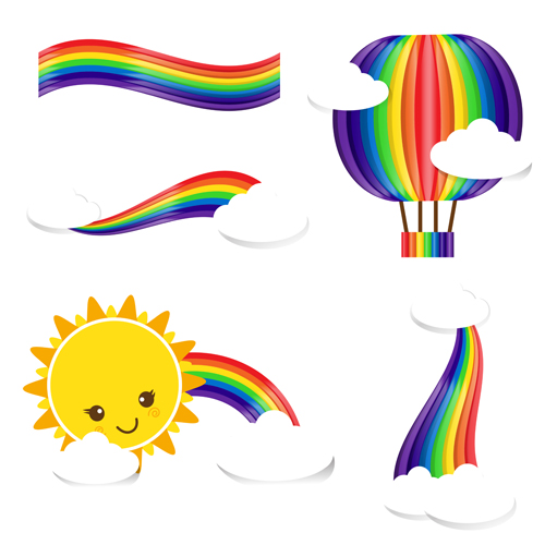 Sun rain bow cloud vector illustration sun illustration cloud bow   