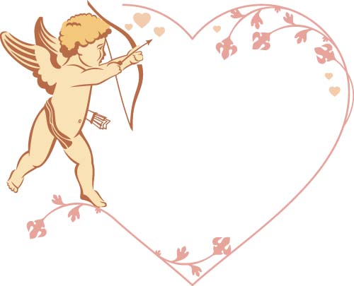 Cupid and valentine frame vector material 04 Valentine material frame cupid   