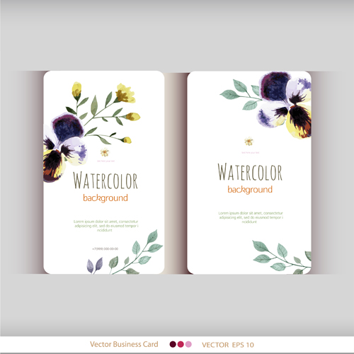 Beautiful watercolor flower business cards vector set 08 watercolor flower card business cards   