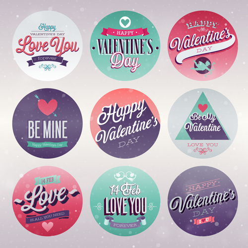 Vintage Valentine Day ornament labels vector 01 Valentine day Valentine ornament labels label   