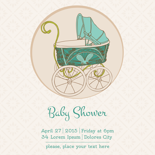 Vintage baby shower vector card vintage shower card baby   