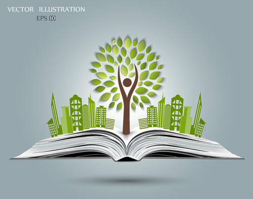 Ecology with book concepts template vector 03 template ecology Concepts book   