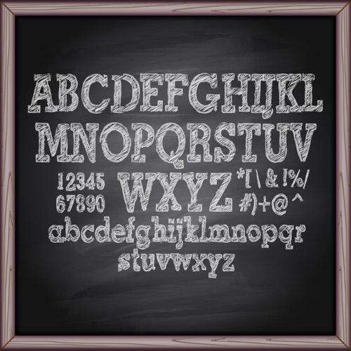 Alphabet with numbers and chalkboard vector 03 numbers chalkboard alphabet   