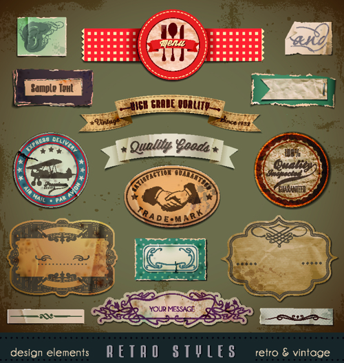 Vintage Style garbage label Design Elements vector 01 Vintage Style vintage label garbage elements element   