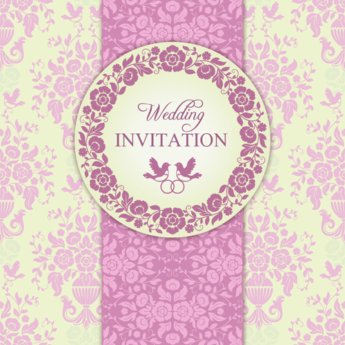 Ornate pink floral wedding invitations vector 03 wedding pink ornate invitation floral   