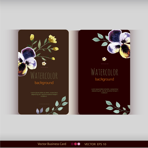 Beautiful watercolor flower business cards vector set 21 watercolor flower business cards business beautiful   