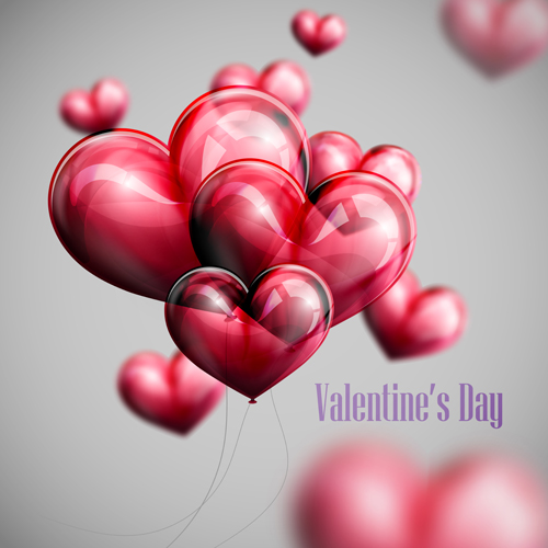 Red heart shapes balloon Valentine background 01 Valentine shapes red heart background   