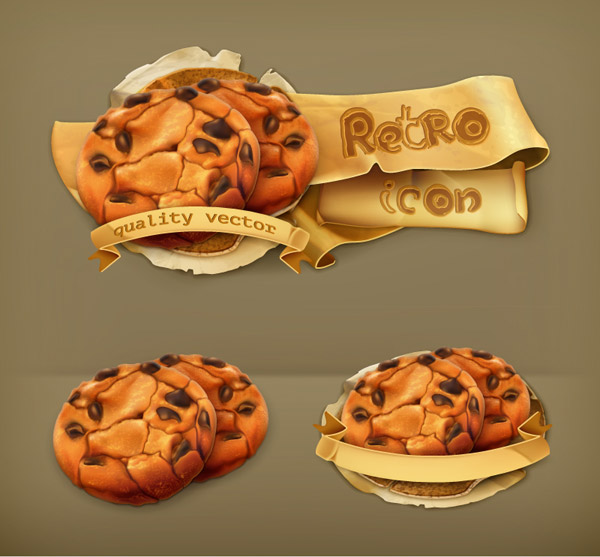 Chocolate cookies retro vector Retro font cookies chocolate   