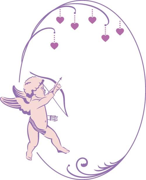 Cupid and valentine frame vector material 05 Valentine material frame cupid   