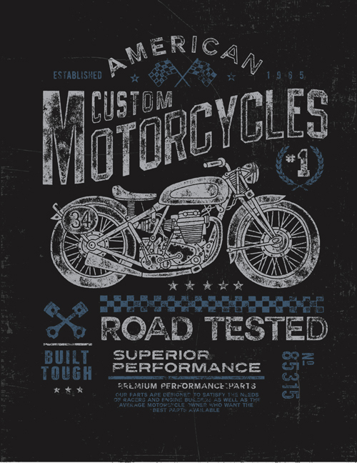 Motorcycle retro posters creative vector graphics 09 Retro font posters poster motorcycle creative   