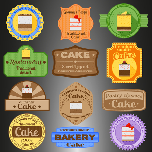 Cake badges with labels vintage vector vintage labels cake badges   