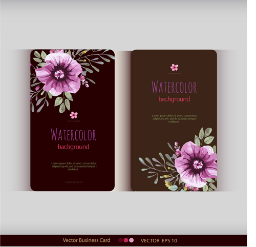 Beautiful watercolor flower business cards vector set 19 watercolor flower business cards beautiful   