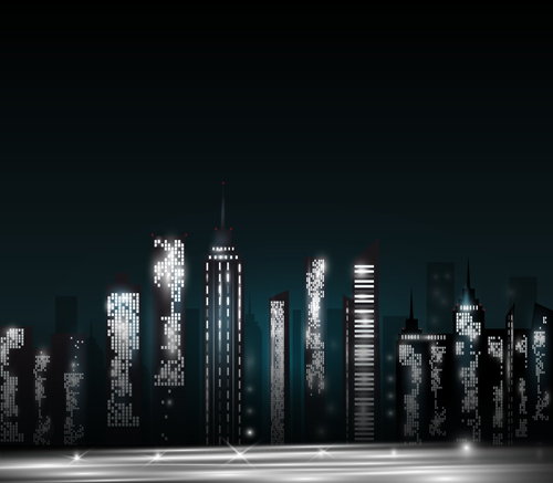 Night city skyscrapers vector material 01 skyscrapers skyscraper material city   