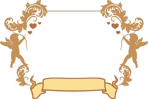 Cupid and valentine frame vector material 07 Valentine material frame cupid   