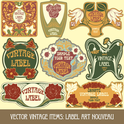 Vintage style label with flowers vector graphic 01 Vintage Style vintage label flowers flower   