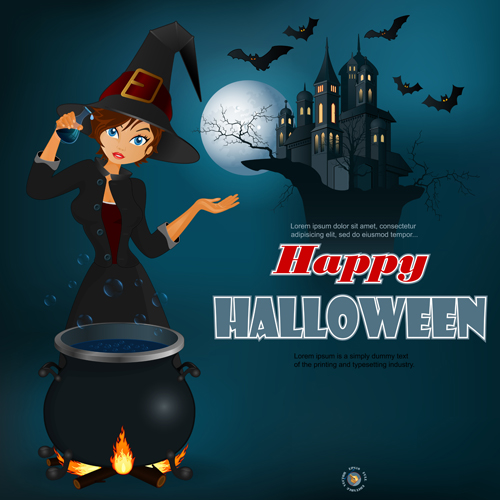 Full Moon with Halloween background vector set 01 moon halloween background   