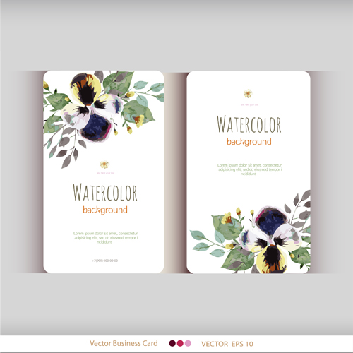 Beautiful watercolor flower business cards vector set 07 watercolor flower business cards business beautiful   