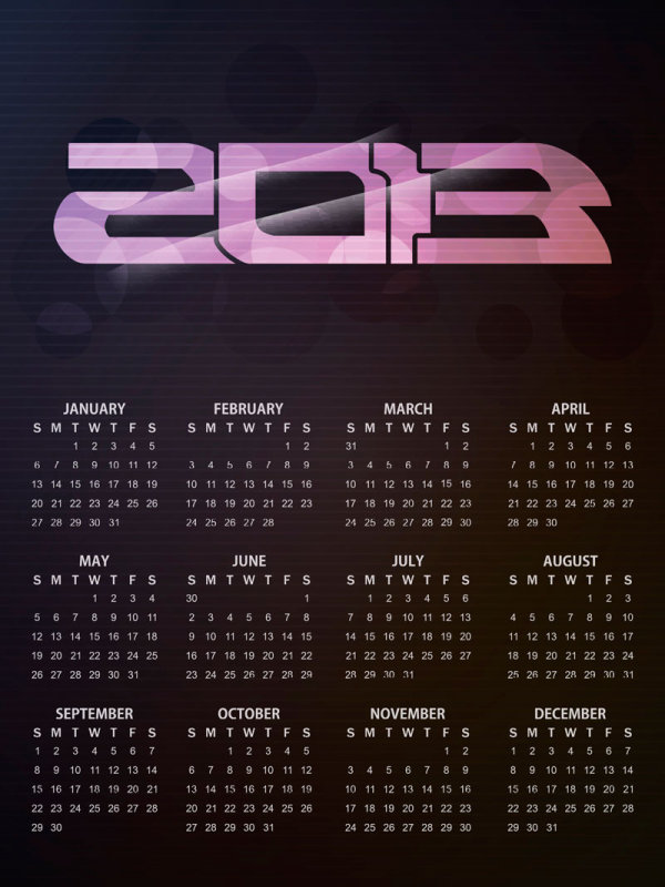 Vector of 2013 Year Calendar design elememnts 06 year calendar 2013 year 2013   