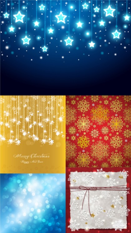 Bright christmas backgrounds vector set christmas bright   