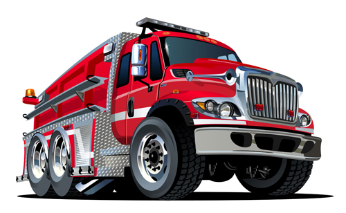 Cartoon fire truck vector material 03 truck material fire cartoon   
