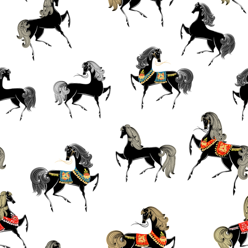 2014 Horses Seamless Patterns vector 04 seamless patterns pattern horses 2014   