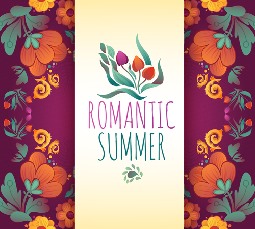 Romantic summer floral cards design vector 02 summer romantic cards   