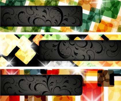 Floral with abstract elements banners vector floral banner   