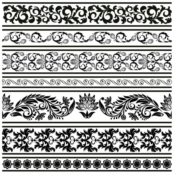 Black Seamless lace and ornaments vector 04 seamless ornaments ornament lace black   