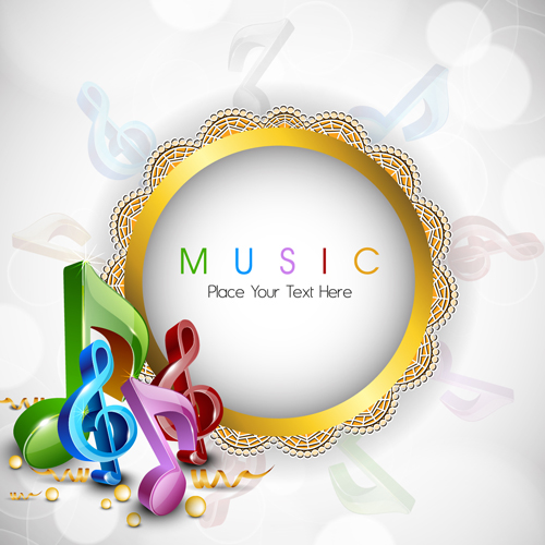 Round lace frame music background vector music lace frame background vector background   