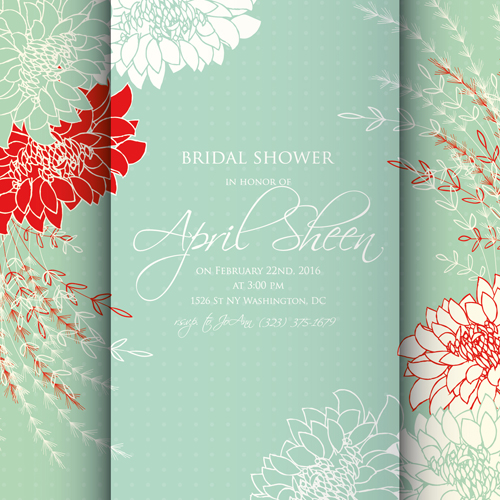 Floral romantic wedding card vectors 07 wedding romantic floral card   