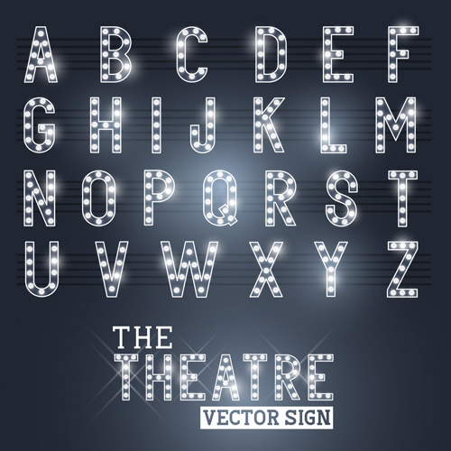 Theatre neon light alphabet vector material 01 theatre neon light alphabet   