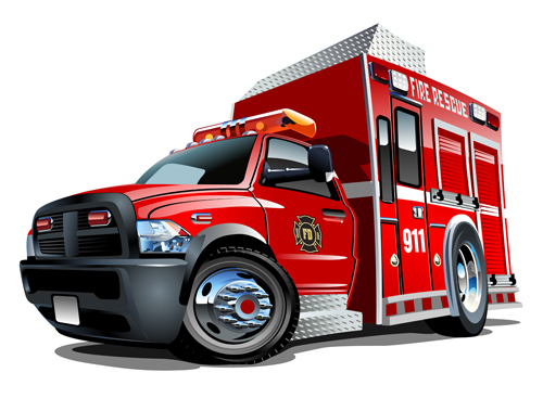 Cartoon fire truck vector material 06 truck material fire cartoon   