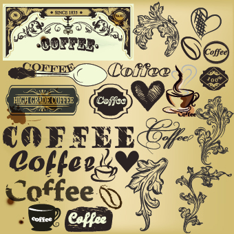 Coffee labels with ornaments vector 01 ornaments ornament labels label coffee   