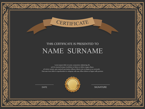 Certificates ornate design vector template 04 template ornate certificates   